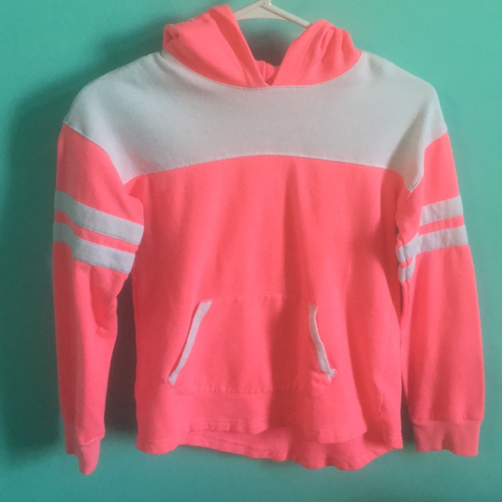 A pink and white shirt hoodie